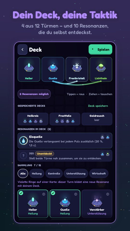 Deck aus 4 Türmen mit Resonanzen